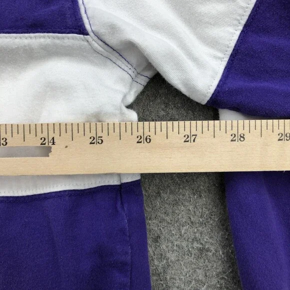 TCU Horned Frogs Polo Shirt Mens 2XL Purple White Striped Rugby Long Sleeve Y2K - Picture 8 of 9